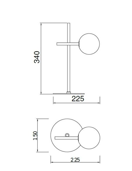 Lámpara de mesa Cellar – Mantra – Lámpara bola, G4, Negra