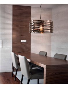 Lámpara colgante en blanco y cobre Sira - Exo - Novolux