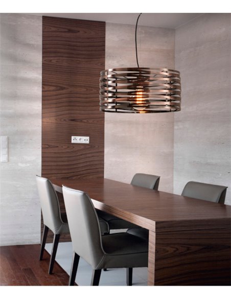 Lámpara colgante en blanco y cobre Sira - Exo - Novolux