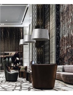 Pendant lamp with gold/silver synthetic fiber - Selma - Exo - Novolux