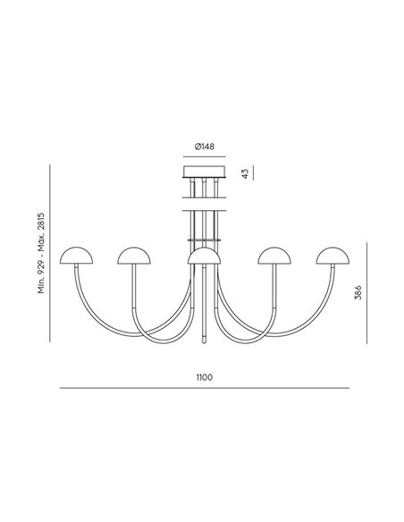 Lámpara colgante Dussa 6 – Aromas – Colgante de diseño LED 2700K, Regulable Dali-Push, Lámpara de mármol