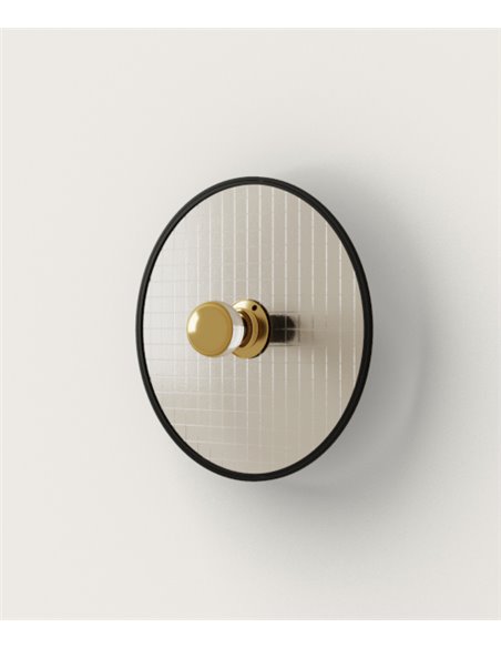 Aplique de pared Lass – Aromas – Lámpara de pared de cristal texturado, Negro, LED 2700K