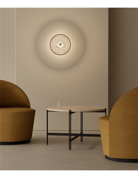 Aplique de pared Lass – Aromas – Lámpara de pared de cristal texturado, Negro, LED 2700K