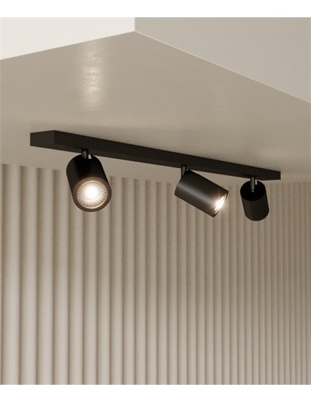 Regleta de techo Noon – Aromas – Lámpara con 3 focos, GU10 LED 3000K, Regulable Triac