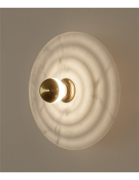 Aplique de pared Wave – Aromas – Lámpara de pared de alabastro, Blanco, 30 cm