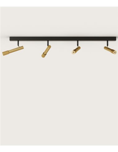 Regleta de techo Ycro – Aromas – Foco de techo proyector, 4 luces LED 3000K, Regulable Dali/Push