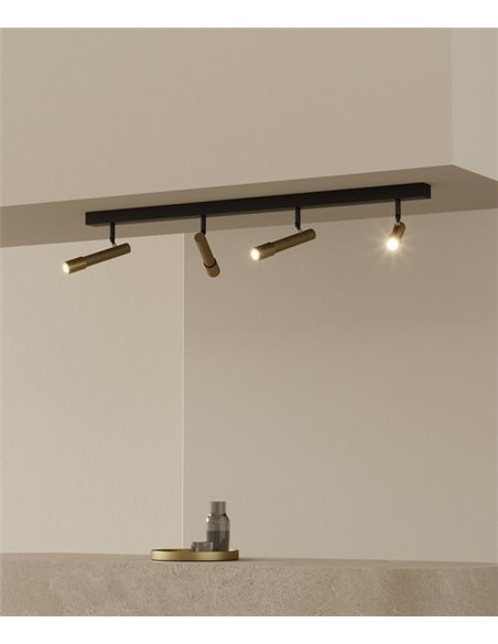 Regleta de techo Ycro – Aromas – Foco de techo proyector, 4 luces LED 3000K, Regulable Dali/Push