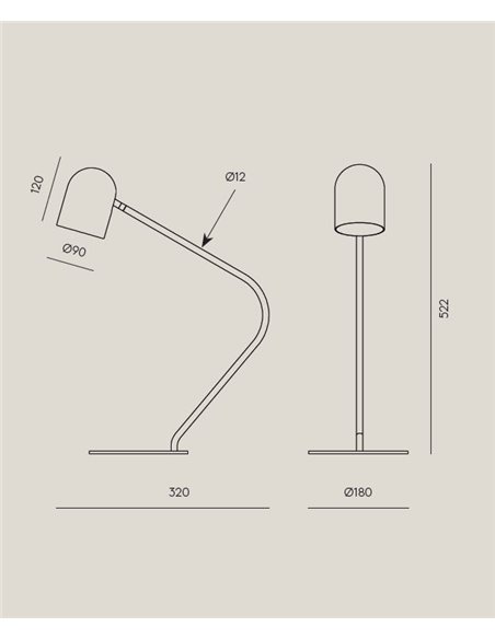 Lámpara de mesa Pipe – Aromas – Lámpara de lectura negra, de mármol, LED 3000K