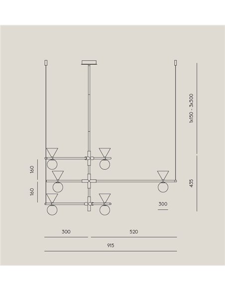 Lámpara colgante Oneta – Aromas – Lámpara de techo decorativa, 6 luces, Oro envejecido, tipo bola, LED 2700K