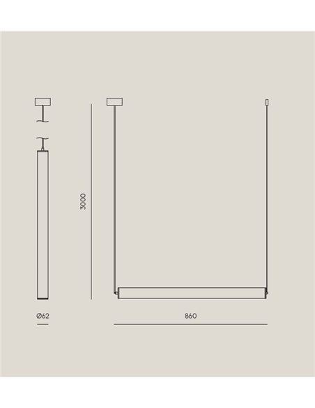 Lámpara colgante Tube – Aromas – Lámpara de techo decorativa, 2 piezas colgantes, LED 3000K