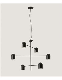 Lámpara colgante Pipe – Aromas – Lámpara de techo negra, 6 luces LED 3000K, Pantallas orientables 2