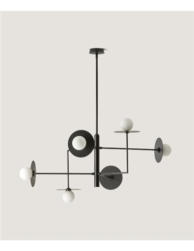 Lámpara colgante Miro – Aromas – Lámpara de techo de cerámica negra/gris, LED 3000K, 6 luces