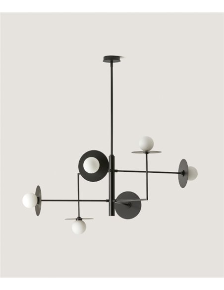 Lámpara colgante Miro – Aromas – Lámpara de techo de cerámica negra/gris, LED 3000K, 6 luces