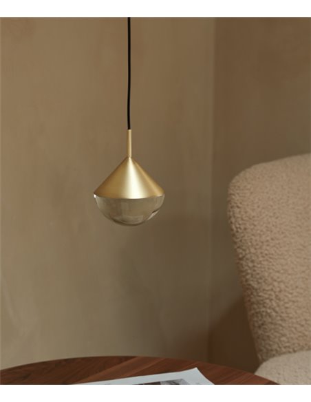 Lámpara colgante Nino – Aromas – Lámpara de techo de vidrio óptico, Dorado+Negro, Regulable