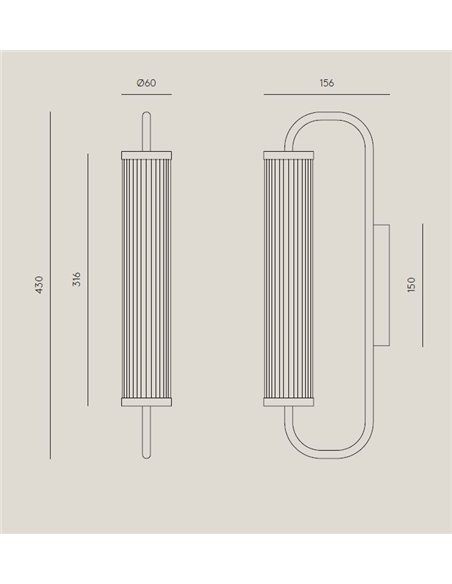 Aplique de pared Ison – Aromas – Aplique de pared decorativo, Lámpara de vidrio, LED regulable 2700K