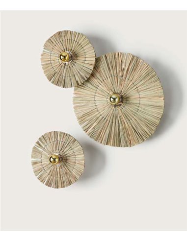 Aplique de pared Laos – Aromas – Lámpara de pared de paja natural, LED 2700K, 30-50 cm