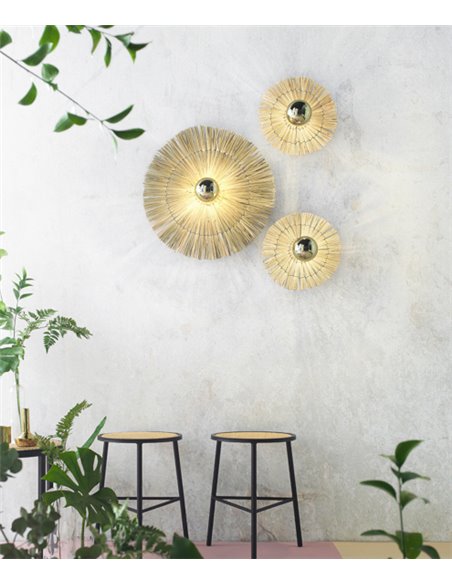 Aplique de pared Laos – Aromas – Lámpara de pared de paja natural, LED 2700K, 30-50 cm