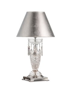 Lámpara de mesa – Copenlamp – Lámpara de cristal Asfour, Pantalla pan de plata