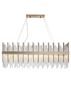 Colgante de techo – Copenlamp – Lámpara rectangular de cristal, Cromo satinado 2