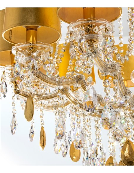 Lámpara araña M.ª Teresa – Copenlamp – Colgante de techo dorado, Pantallas pan de oro