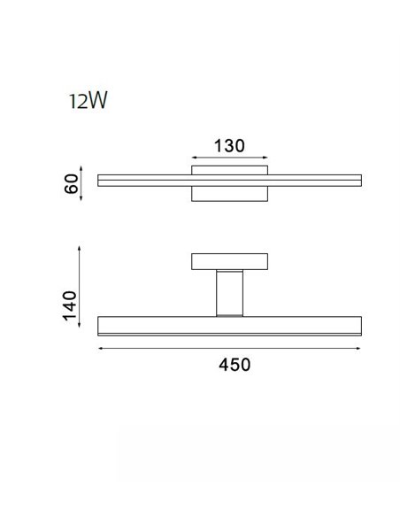 Aplique de pared Morne - Mantra - Lámpara para espejo de baño, Negro+Cromo+Blanco, LED 4000K