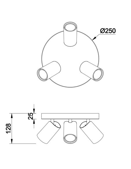 Foco de techo Sal - Mantra - 3 luces orientables, Blanco+Negro, GU10