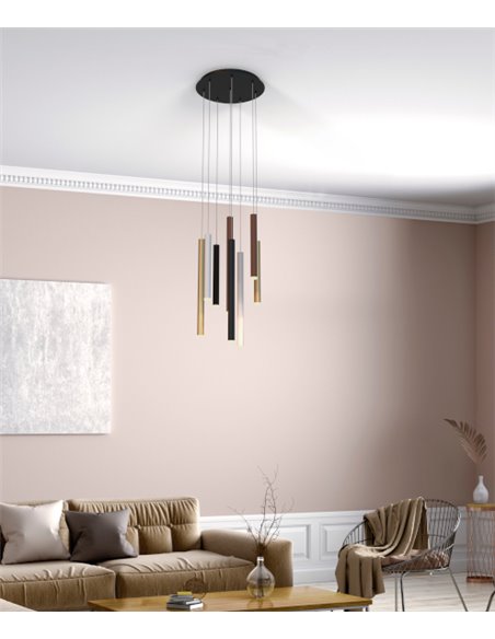 Colgante de techo Cala (redondo) – Mantra – Lámpara multicolor, 8 luces, LED 3000K