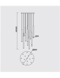 Colgante de techo Cala (redondo) – Mantra – Lámpara multicolor, 14 luces, LED 3000K 2