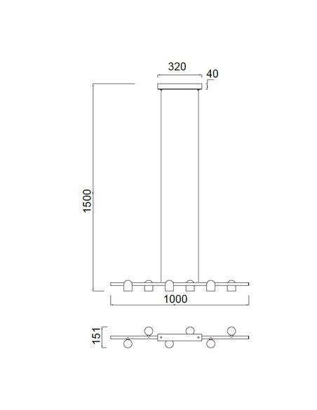Lámpara colgante Ios – Mantra – 6 Focos orientables, Acabado blanco/negro