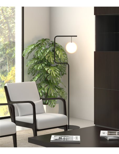 Lámpara de pie Zig – Pujol – Lámpara de salón tipo bola, Acabado negro, 163 cm