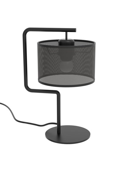 Lámpara de mesa Zig – Pujol – Pantalla tela negra, 3 Tamaños