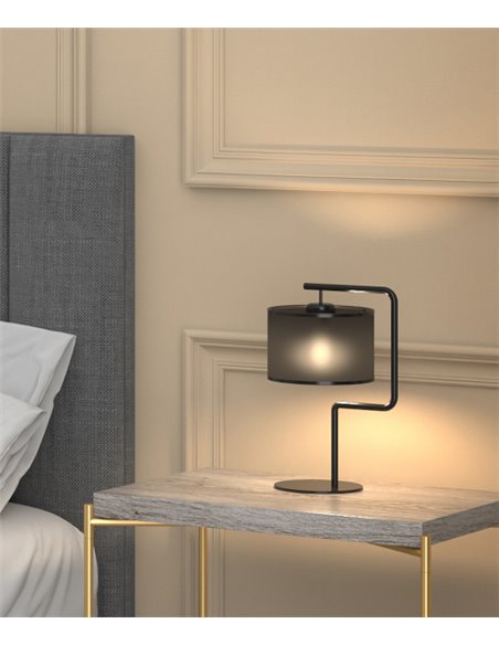 Lámpara de mesa Zig – Pujol – Pantalla tela negra, 3 Tamaños