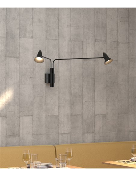 Aplique de pared Duo 2 – Pujol – Lámpara de lectura, 2 brazos orientables