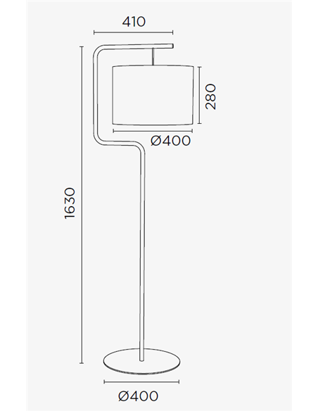Lámpara de pie Zig – Pujol – Pantalla tela negra, 163 cm