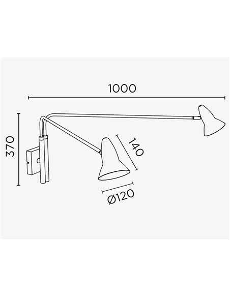 Aplique de pared Duo 2 – Pujol – Lámpara de lectura, 2 brazos orientables
