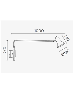 Aplique de pared Duo 1 – Pujol – Lámpara de pared de lectura orientable, Negro+Blanco 2