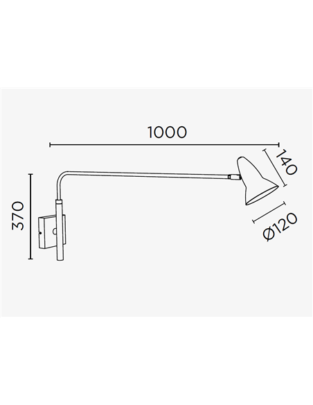 Aplique de pared Duo 1 – Pujol – Lámpara de pared de lectura orientable, Negro+Blanco