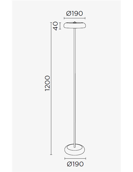 Lámpara de pie Boina – Pujol – Lámpara de metal, LED 3000K, Altura 120 cm