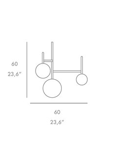 Lámpara colgante Moon 3L – Foc – Lámpara tipo bola 3 luces,  Metal dorado/negro 2