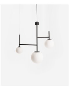 Lámpara colgante Moon 3L – Foc – Lámpara tipo bola 3 luces,  Metal dorado/negro