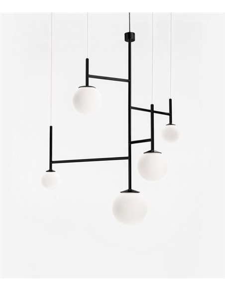 Lámpara colgante Moon 5L – Foc – Lámpara tipo bola 5 luces,  Metal negro