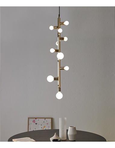 Colgante de techo Party – Foc – Lámpara tipo bola, 7/10 luces, Metal cromo/oro/cobre