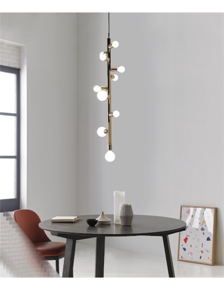 Colgante de techo Party – Foc – Lámpara tipo bola, 7/10 luces, Metal cromo/oro/cobre