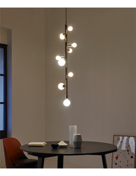 Colgante de techo Party – Foc – Lámpara tipo bola, 7/10 luces, Metal cromo/oro/cobre