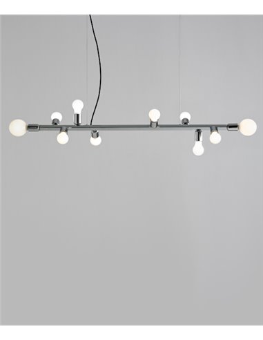 Lámpara colgante Party – Foc – Lámpara horizontal tipo bola, 10 luces, Metal cromo/oro/cobre