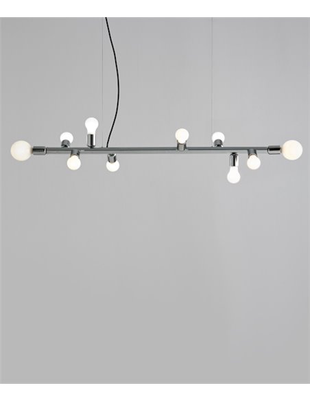 Lámpara colgante Party – Foc – Lámpara horizontal tipo bola, 10 luces, Metal cromo/oro/cobre