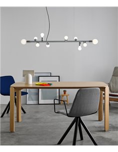 Lámpara colgante Party – Foc – Lámpara horizontal tipo bola, 10 luces, Metal cromo/oro/cobre
