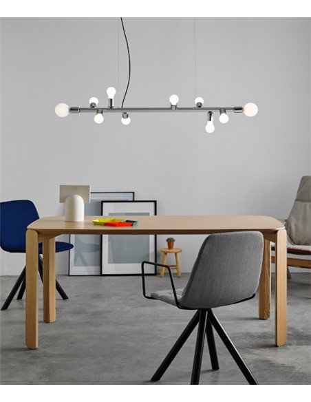 Lámpara colgante Party – Foc – Lámpara horizontal tipo bola, 10 luces, Metal cromo/oro/cobre