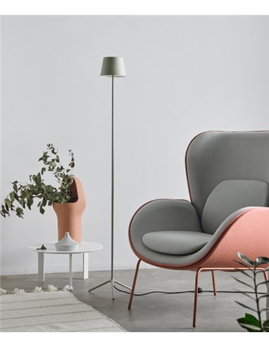 Lámpara de pie Minima – Foc – Lámpara elegante dorada/verde, Alto: 150 cm