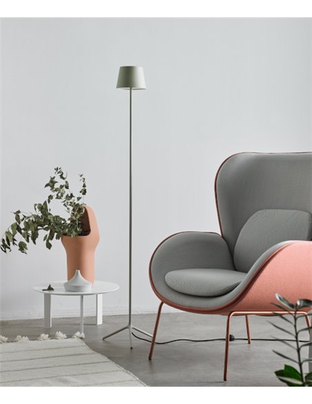 Lámpara de pie Minima – Foc – Lámpara elegante dorada/verde, Alto: 150 cm